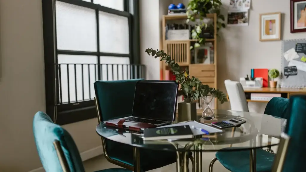 Online learner working from a home office